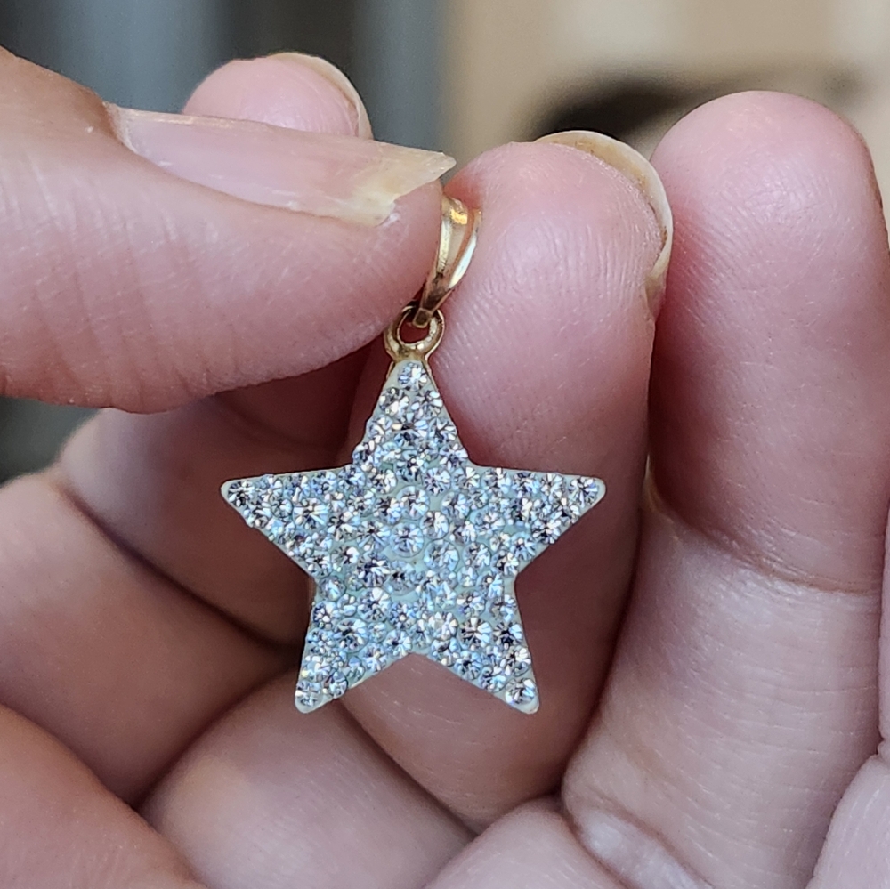 Gold Star Pendant with Crystals in 10k gold